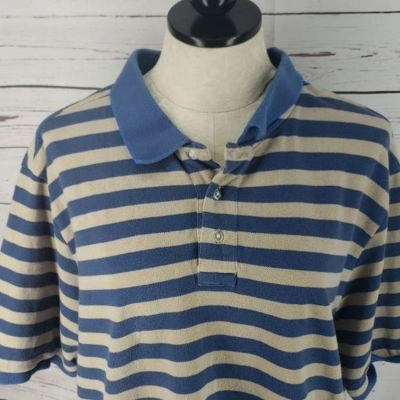 PBX‎ Basics Men's Blue & Tan Striped Polo Shirt Size Large - Picture 7 of 7
